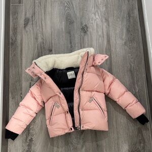 SAM Pink Puffer Jacket with Faux Fur
